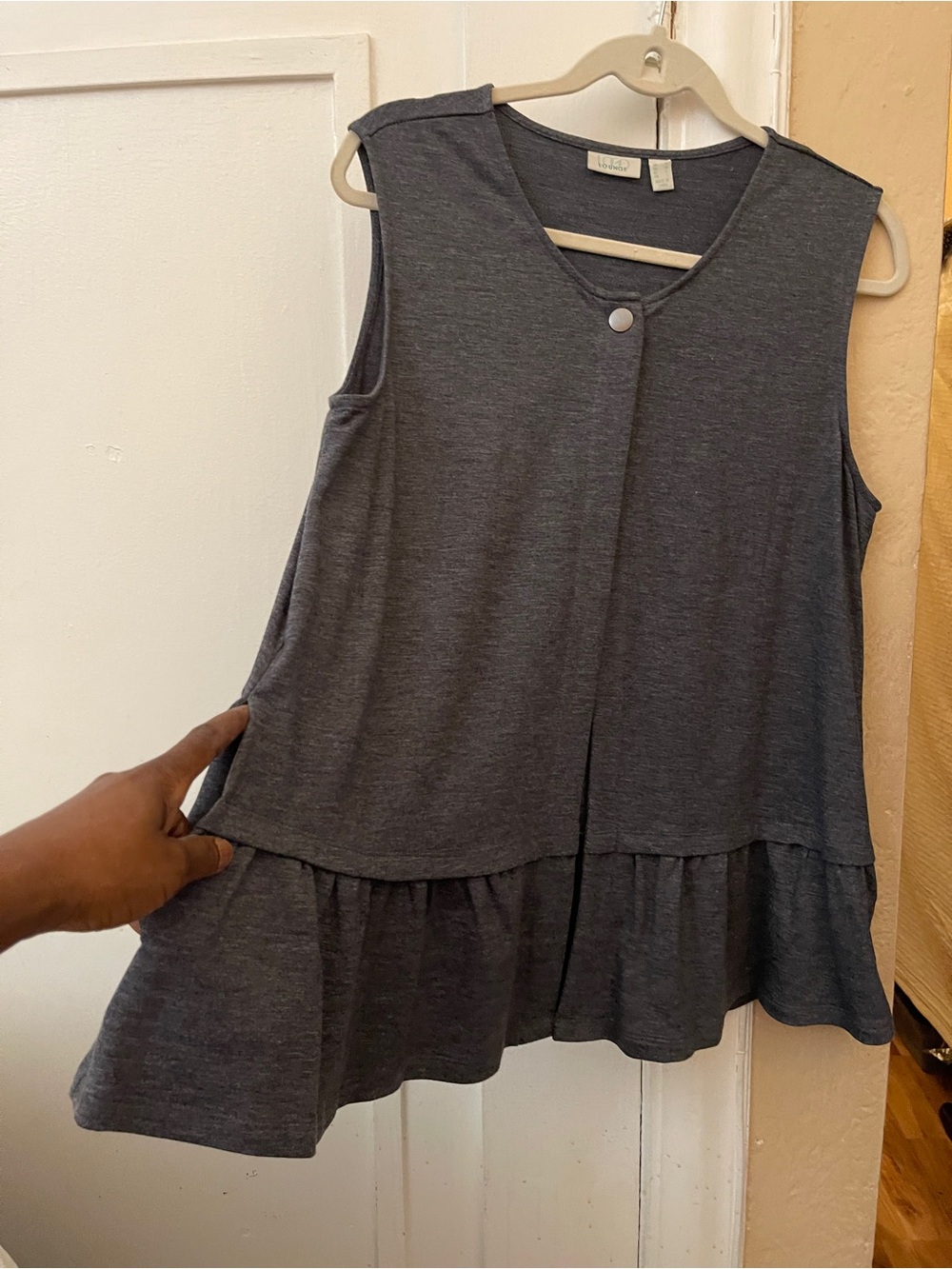 Sleeveless Ruffle-Hem Tunic Top - Gray NWOT